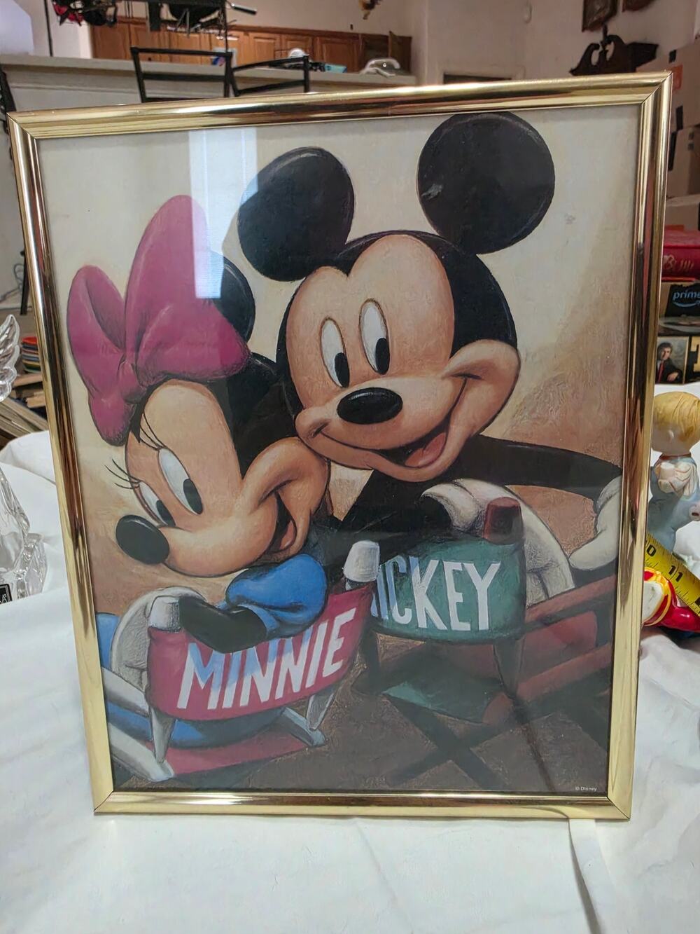 Vintage Disney Mickey & Minnie Mouse in Director's Chairs Framed Art Print